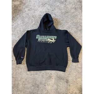 Vintage Cal‎ State University Sacramento Jansport Hoodie Mens Large L Black